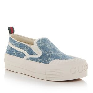 BNIB Gucci Women's GG Platform Denim Slip-On Sneaker sz.39.5